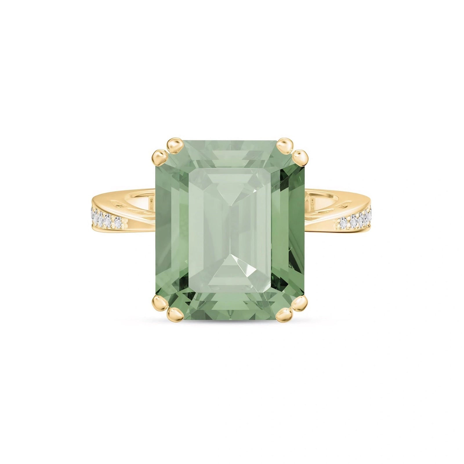 Yellow Gold Green Amethyst & Diamond — Simonetta