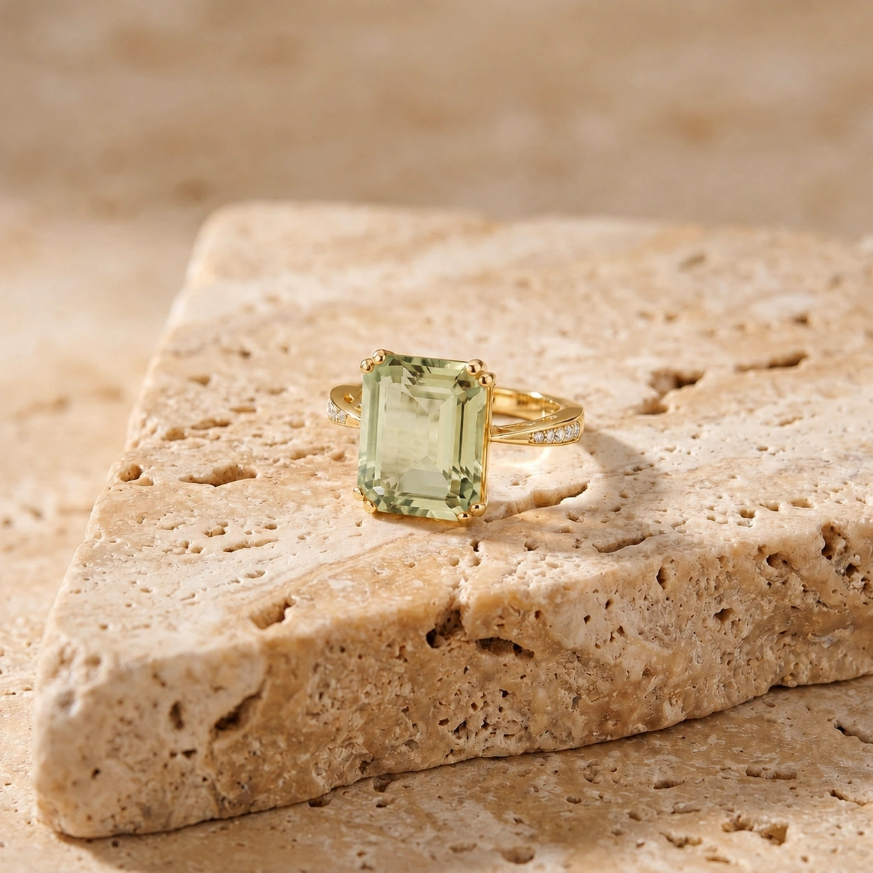 Yellow Gold Green Amethyst & Diamond — Simonetta