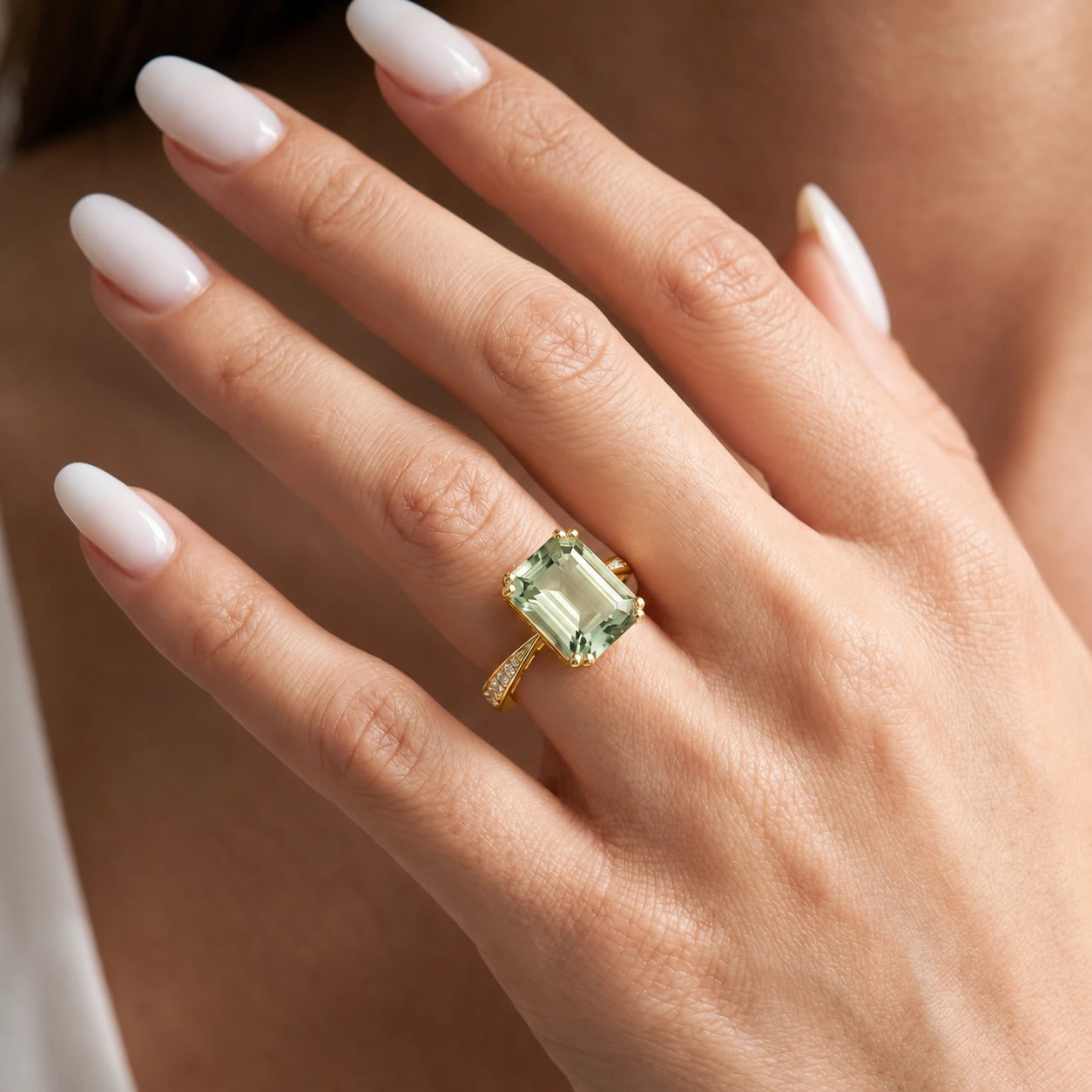 Yellow Gold Green Amethyst & Diamond — Simonetta