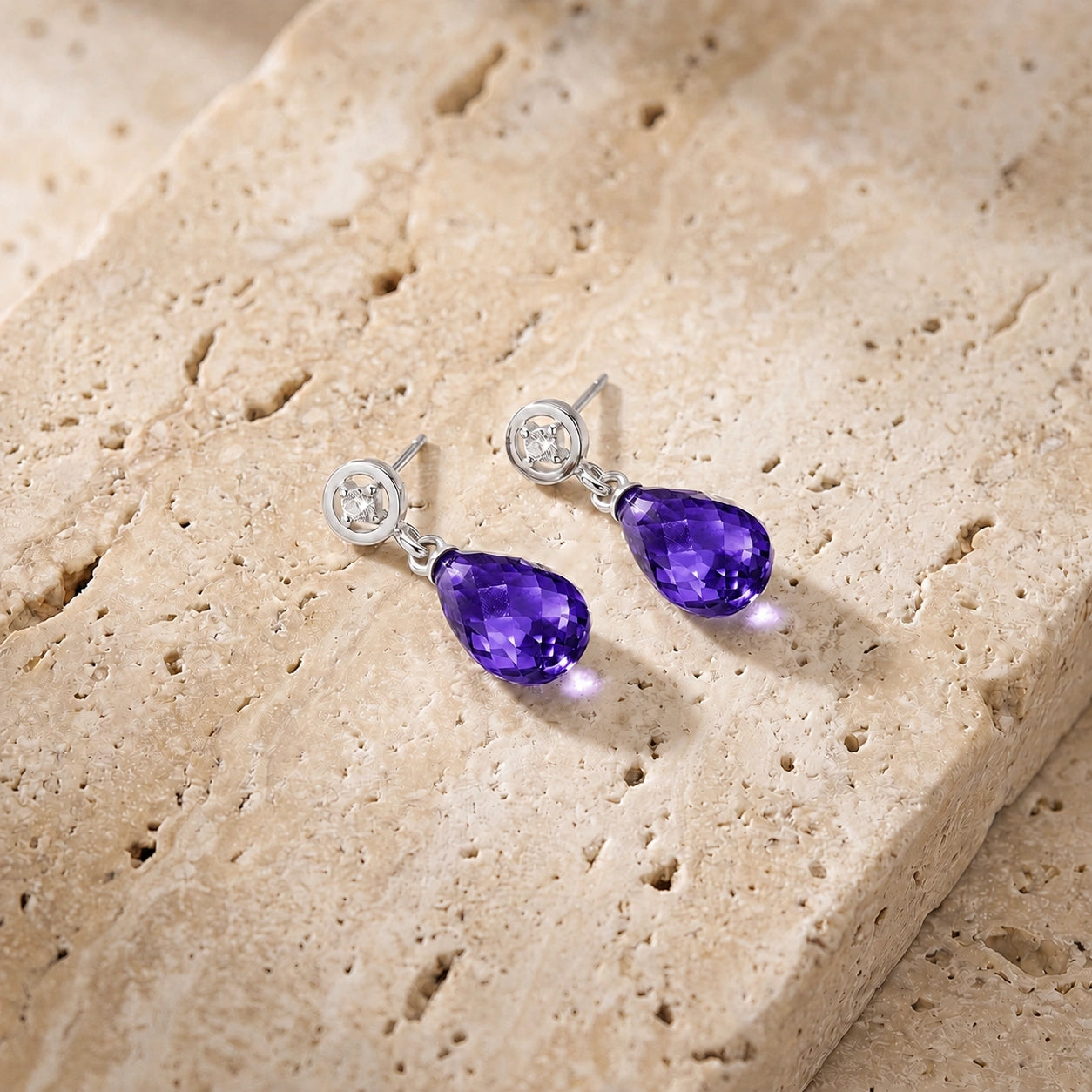 White Gold Diamond & Amethyst — Mariaaugusta