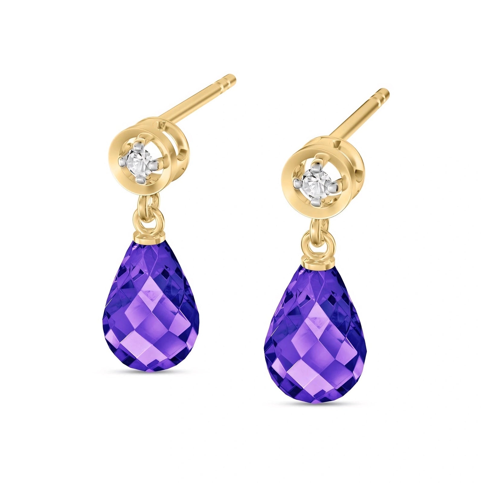 Yellow Gold Diamond & Amethyst — Mariaaugusta
