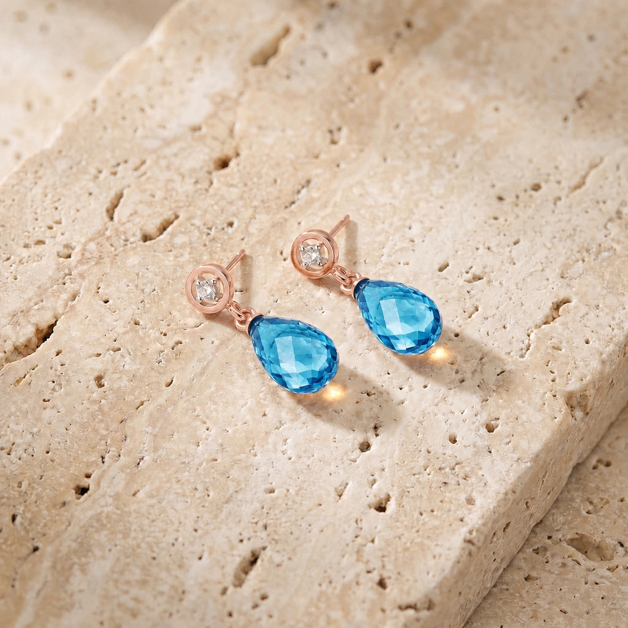 Rose Gold Diamond & Blue Topaz — Mariaaugusta