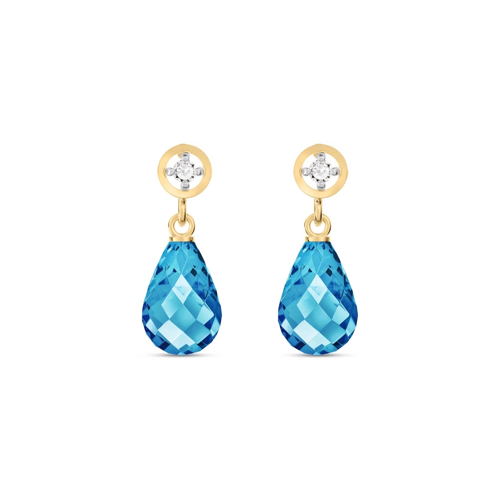 Yellow Gold Diamond & Blue Topaz — Mariaaugusta