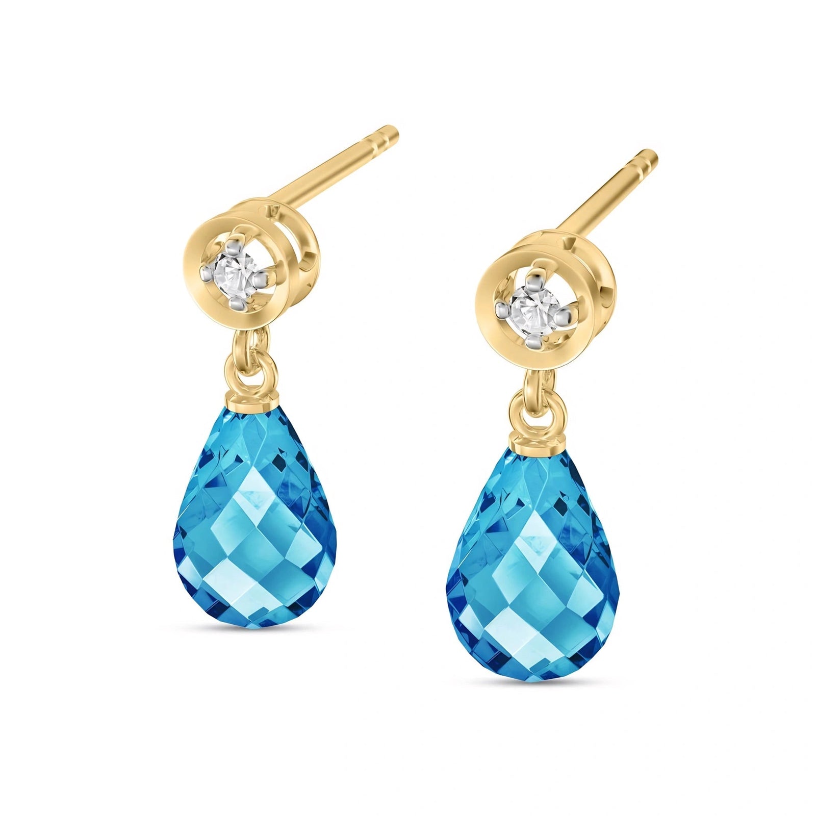 Yellow Gold Diamond & Blue Topaz — Mariaaugusta