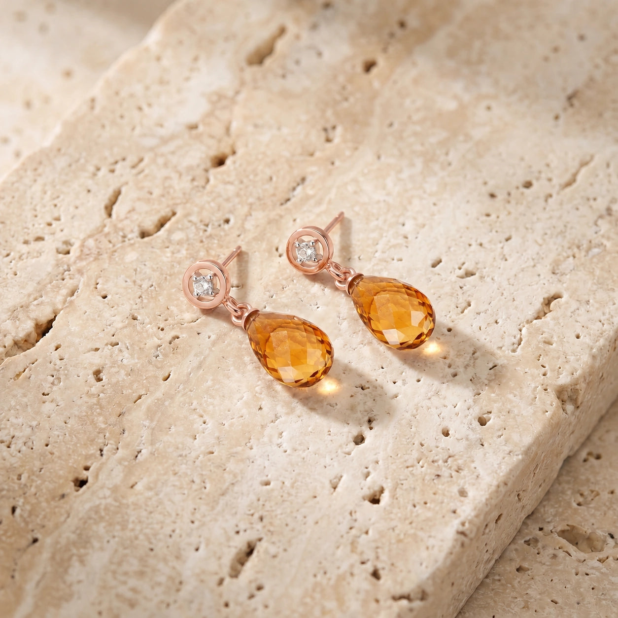 Rose Gold Diamond & Citrine — Mariaaugusta