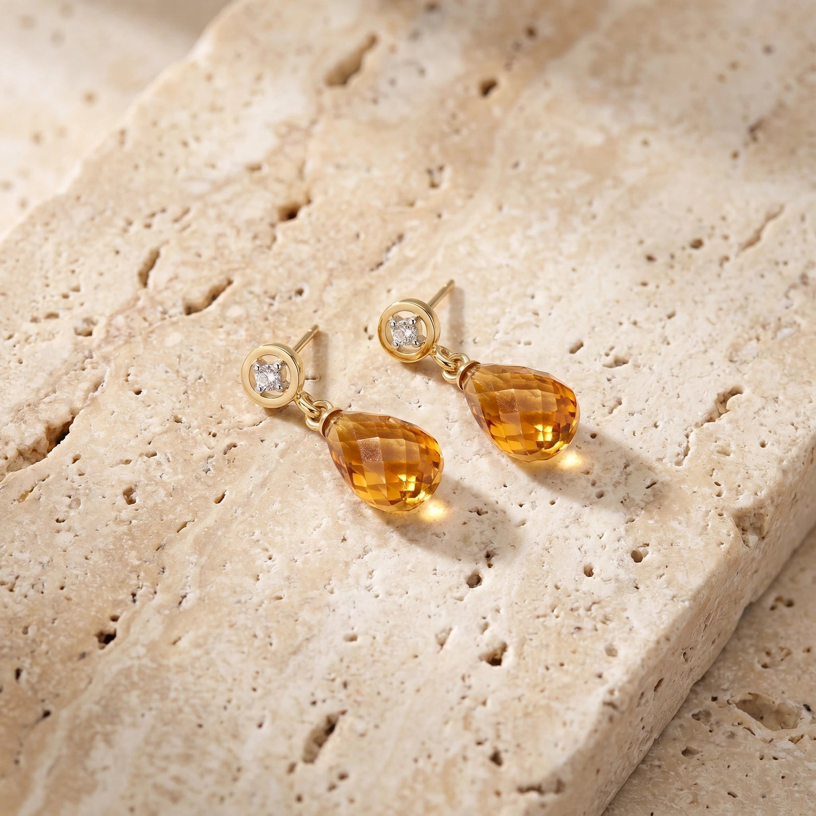 Yellow Gold Diamond & Citrine — Mariaaugusta