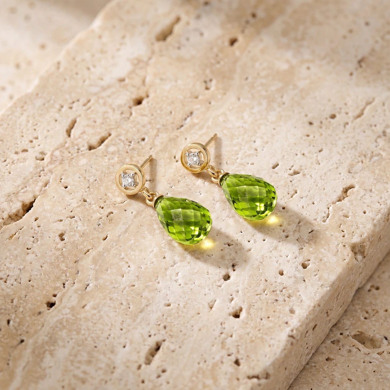 Yellow Gold Diamond & Peridot — Mariaaugusta