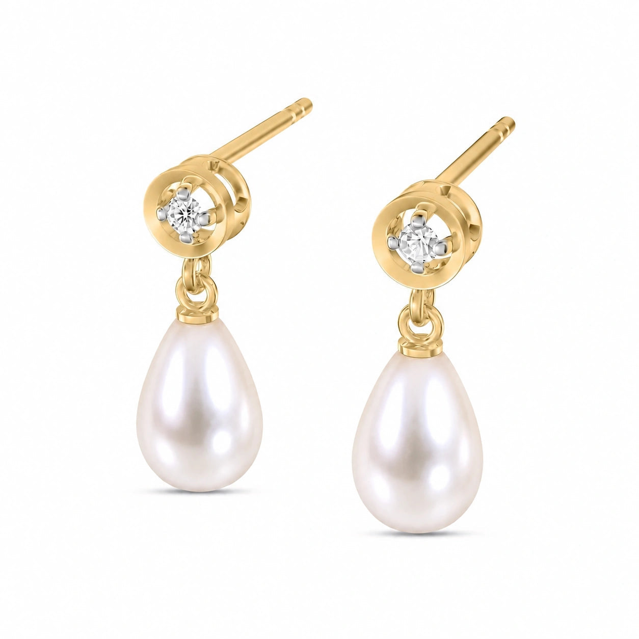 Yellow Gold Pearl & Diamond — Mariaaugusta