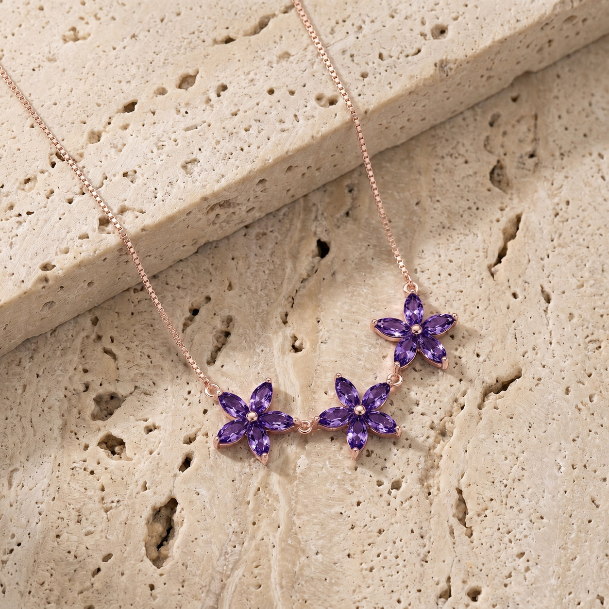 Rose Gold Classic Necklace Blue Topaz 10K — Fiorella