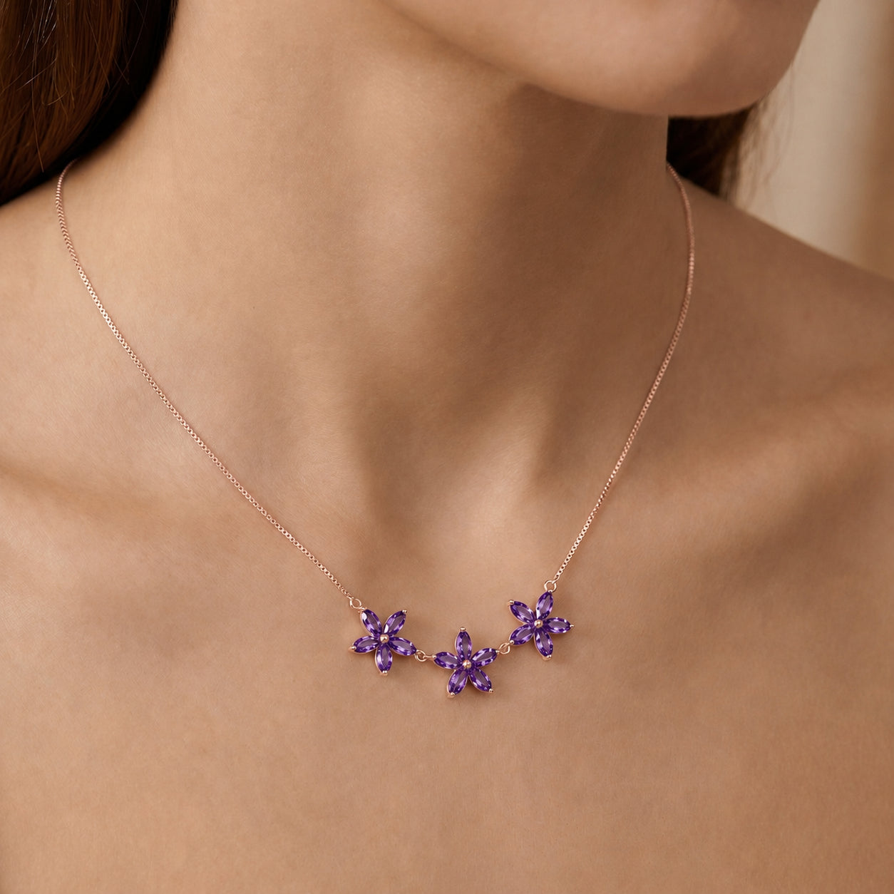 Rose Gold Classic Necklace Blue Topaz 10K — Fiorella