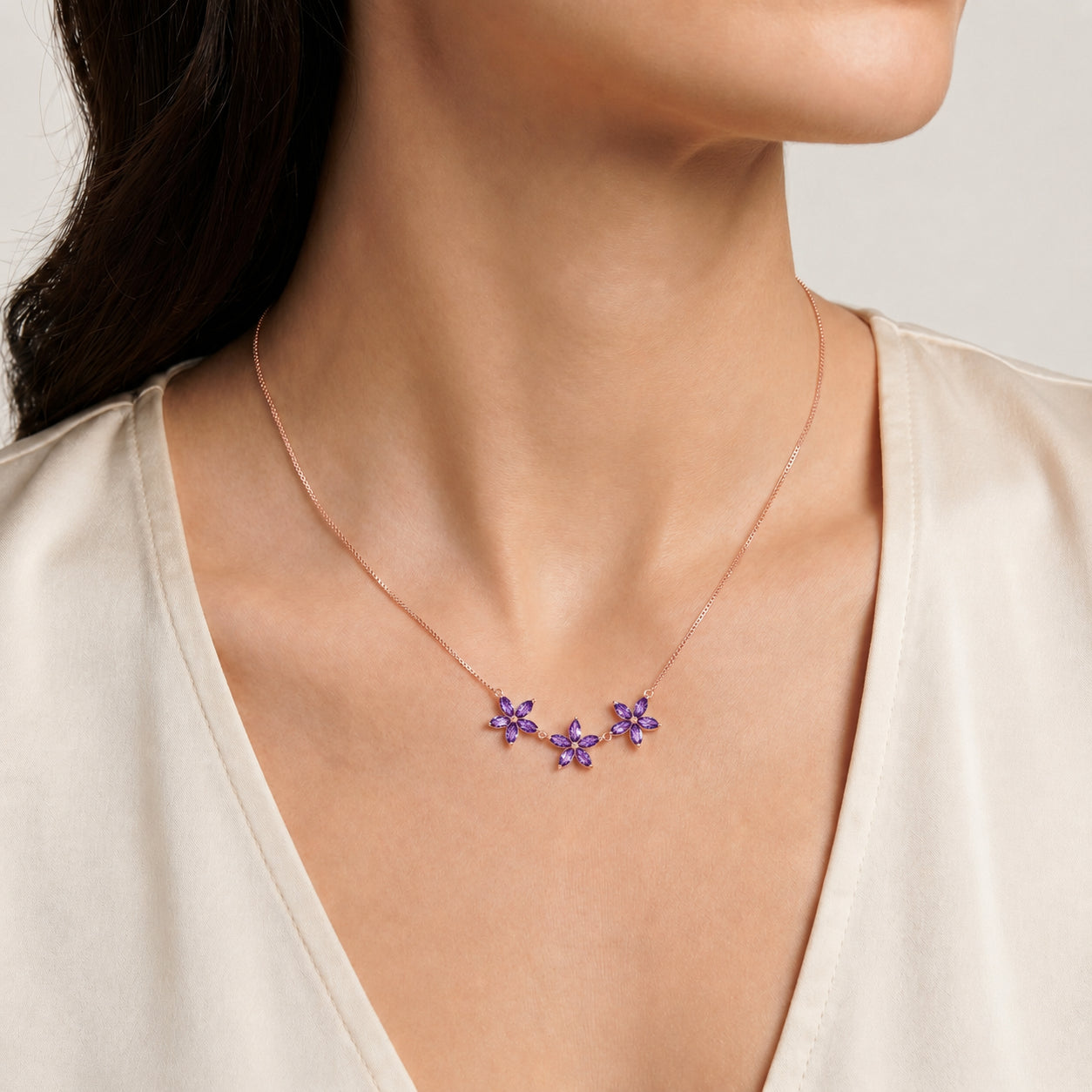 Rose Gold Classic Necklace Blue Topaz 10K — Fiorella