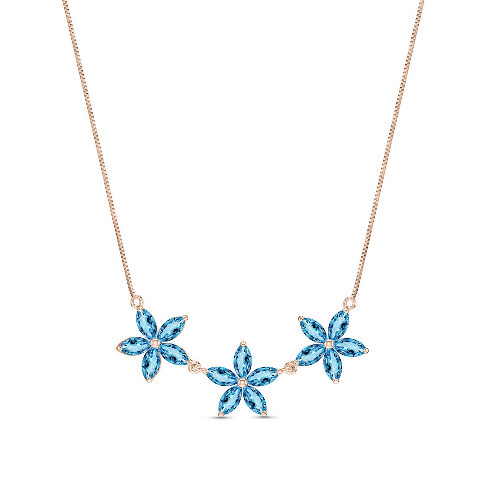 Rose Gold Classic Necklace Aquamarine 10K — Fiorella