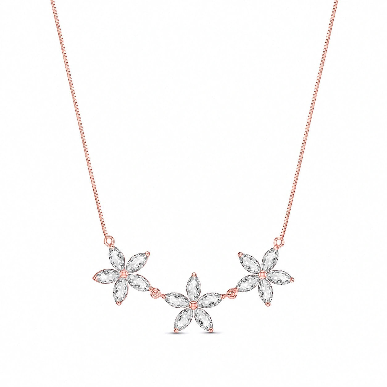 Rose Gold Classic Necklace Aquamarine 10K — Fiorella