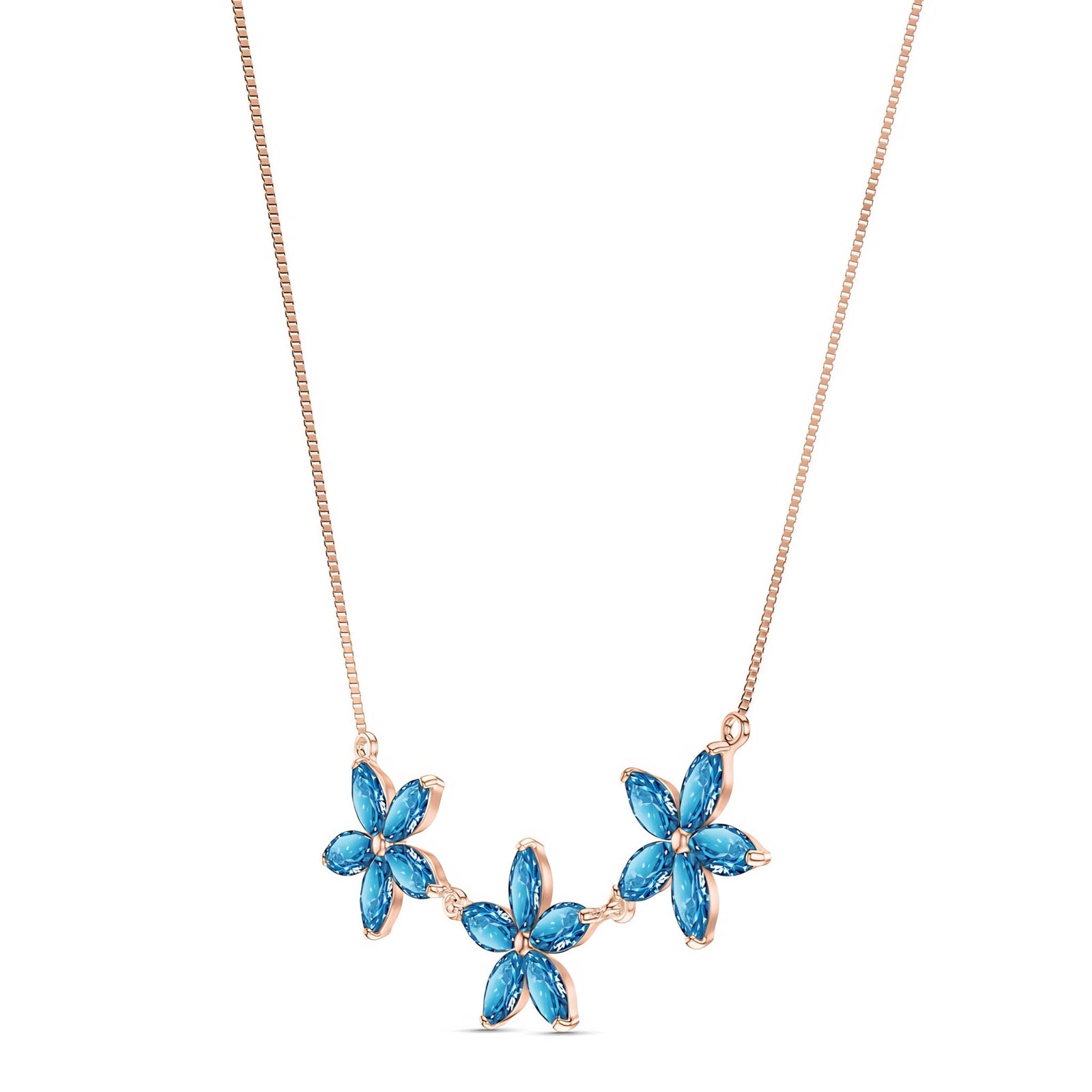 Rose Gold Classic Necklace Aquamarine 10K — Fiorella