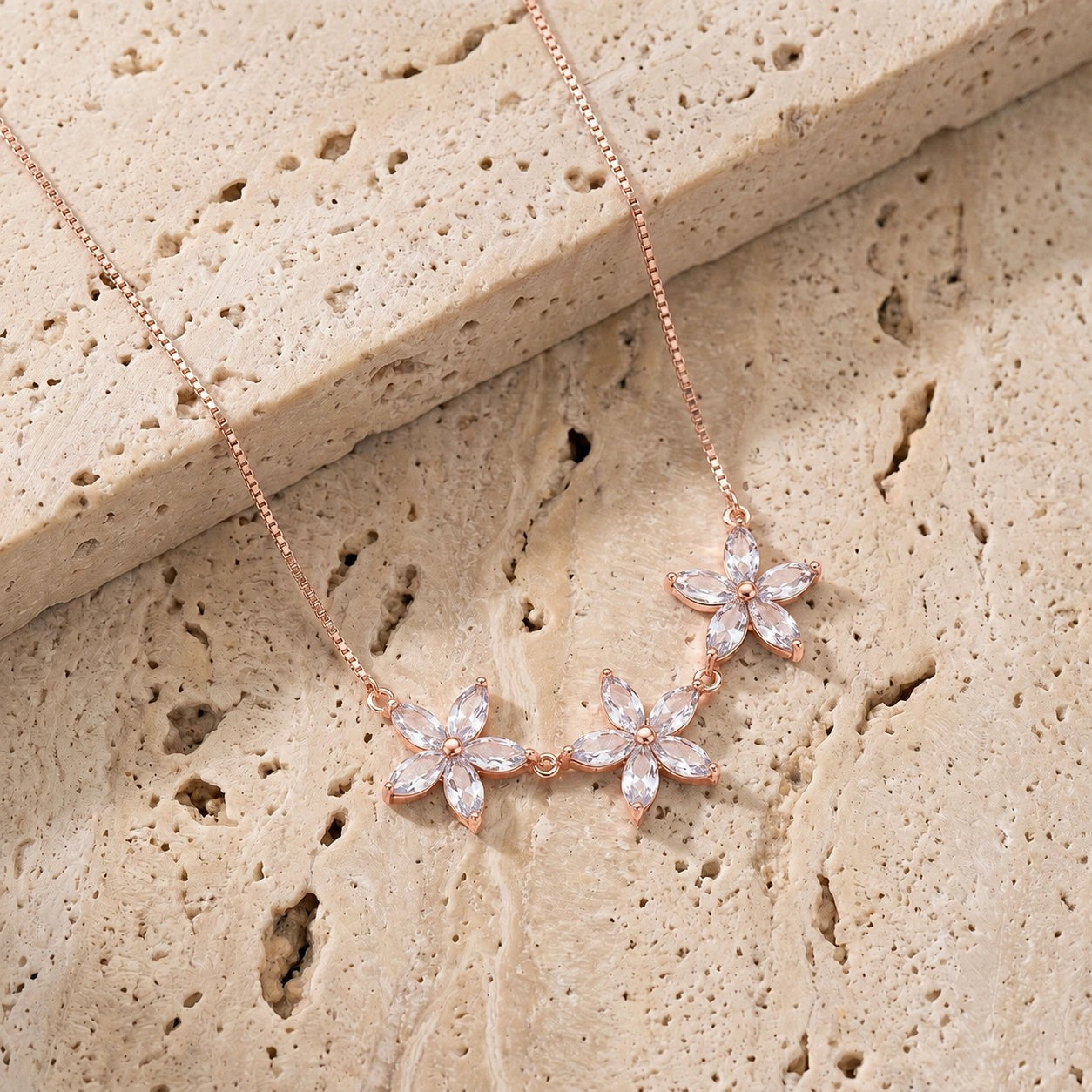 Rose Gold Classic Necklace Aquamarine 10K — Fiorella
