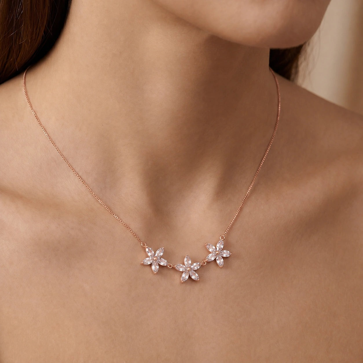Rose Gold Classic Necklace Aquamarine 10K — Fiorella