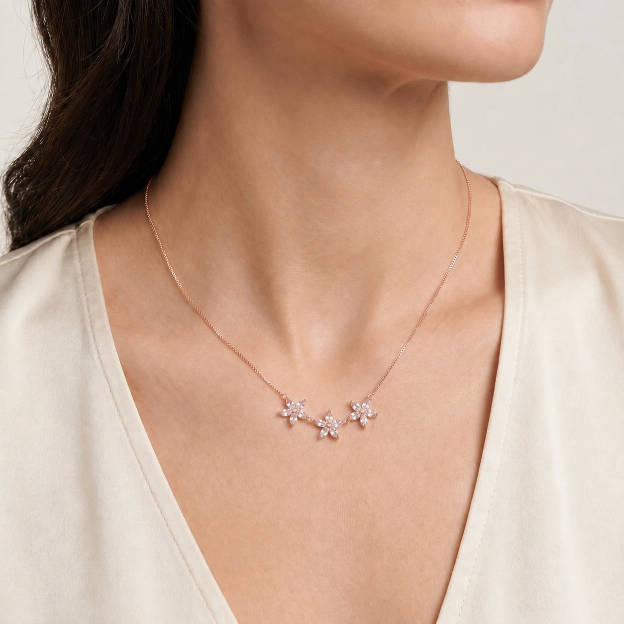 Rose Gold Classic Necklace Aquamarine 10K — Fiorella