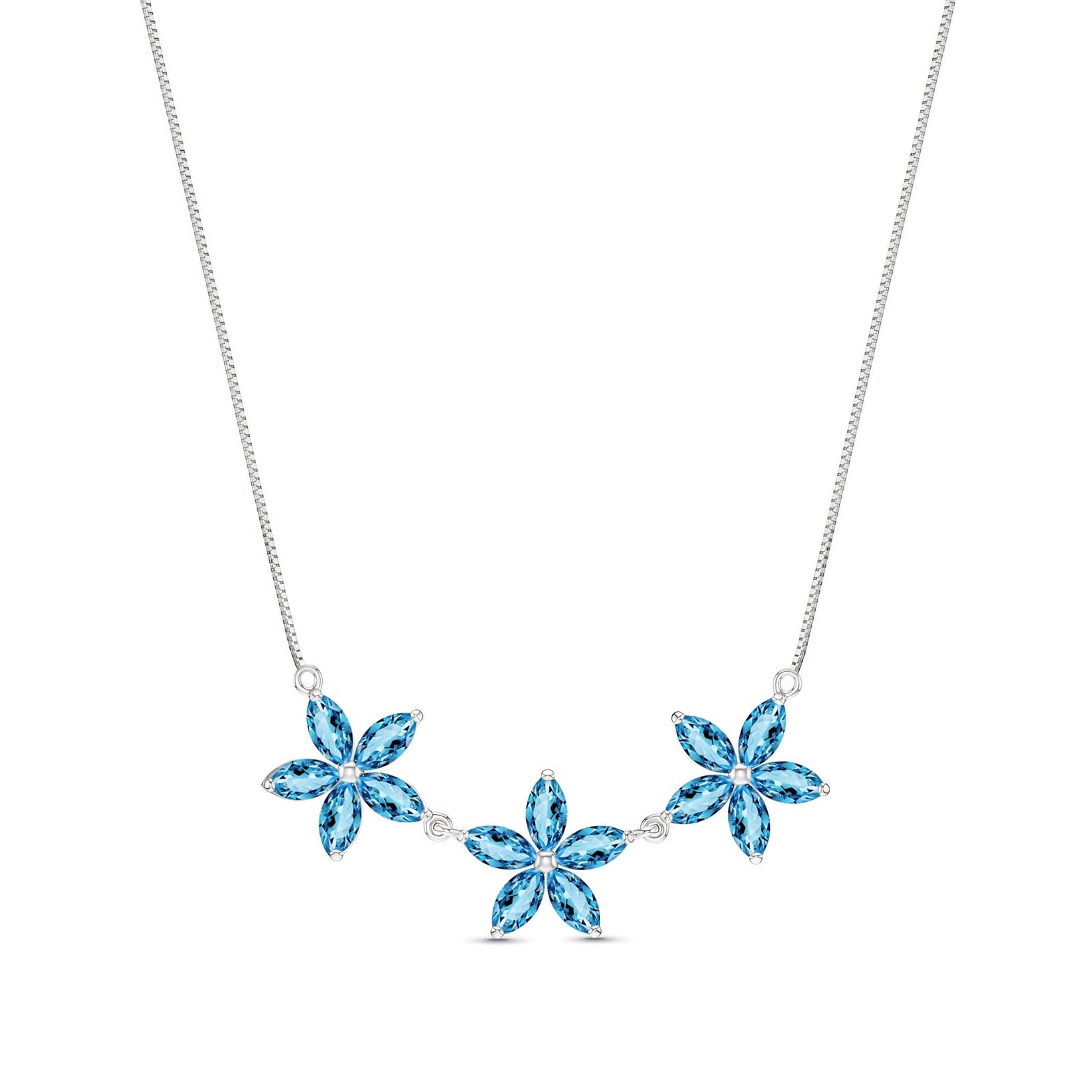 White Gold Classic Necklace Aquamarine 10K — Fiorella
