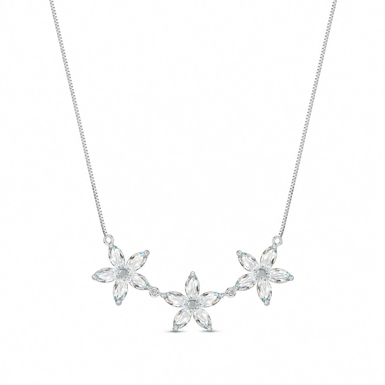 White Gold Classic Necklace Aquamarine 10K — Fiorella