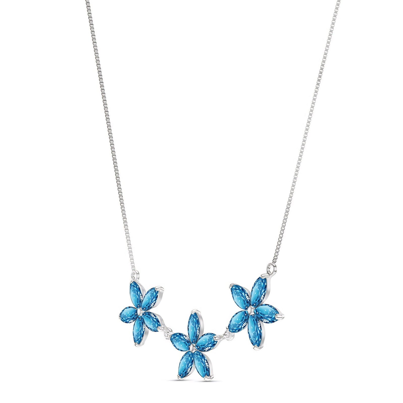 White Gold Classic Necklace Aquamarine 10K — Fiorella