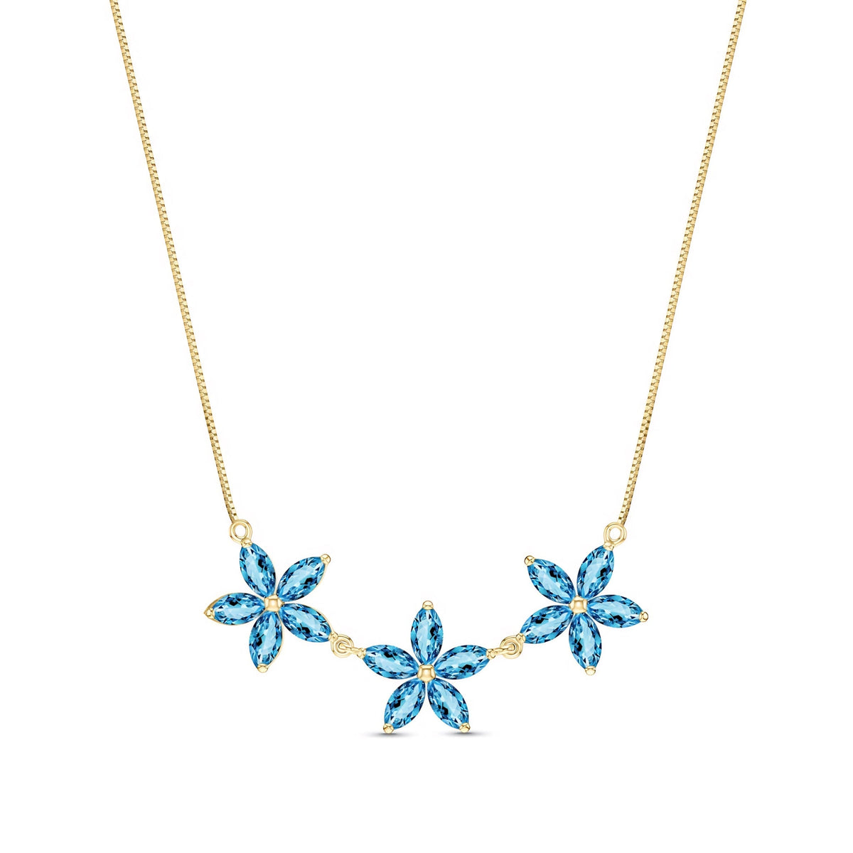 Yellow Gold Classic Necklace Aquamarine 10K — Fiorella
