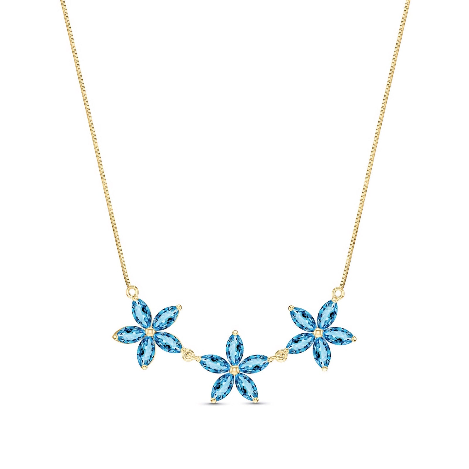 Yellow Gold Classic Necklace Aquamarine 10K — Fiorella