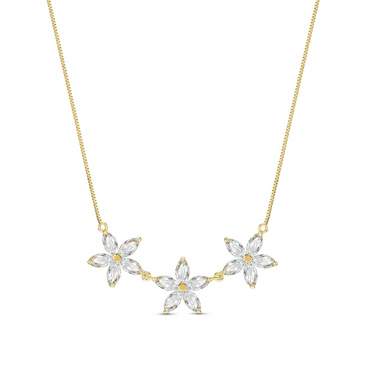 Yellow Gold Classic Necklace Aquamarine 10K — Fiorella