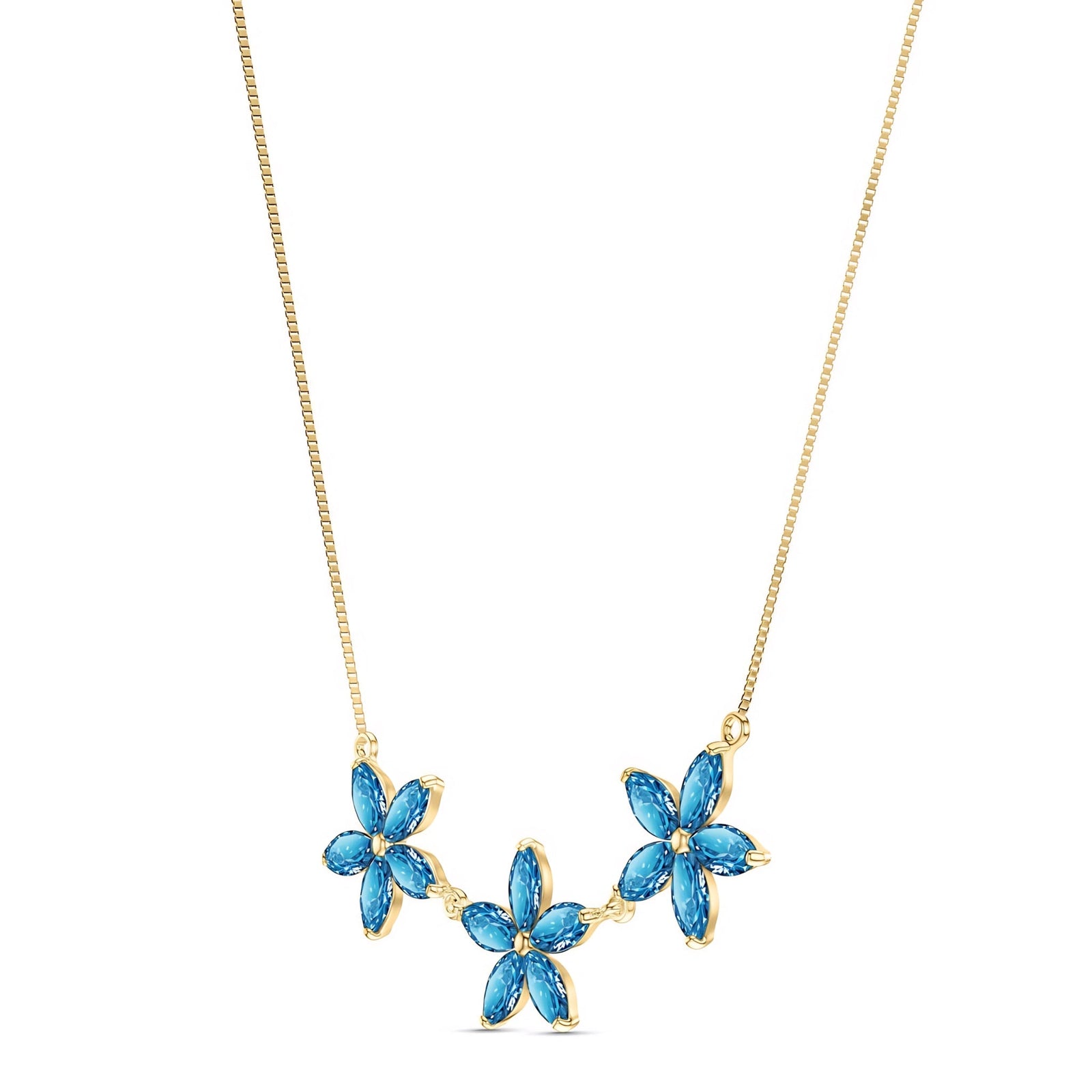 Yellow Gold Classic Necklace Aquamarine 10K — Fiorella