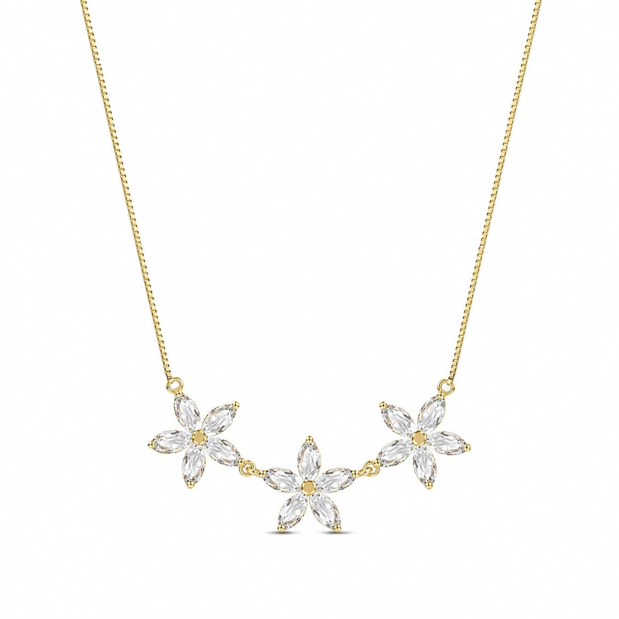 Yellow Gold Classic Necklace Aquamarine 10K — Fiorella