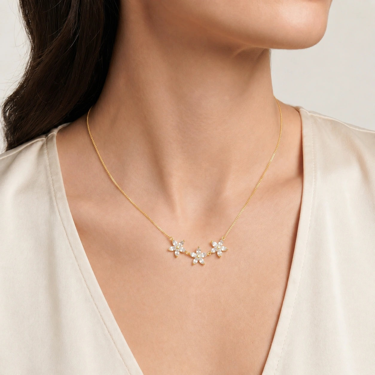 Yellow Gold Classic Necklace Aquamarine 10K — Fiorella