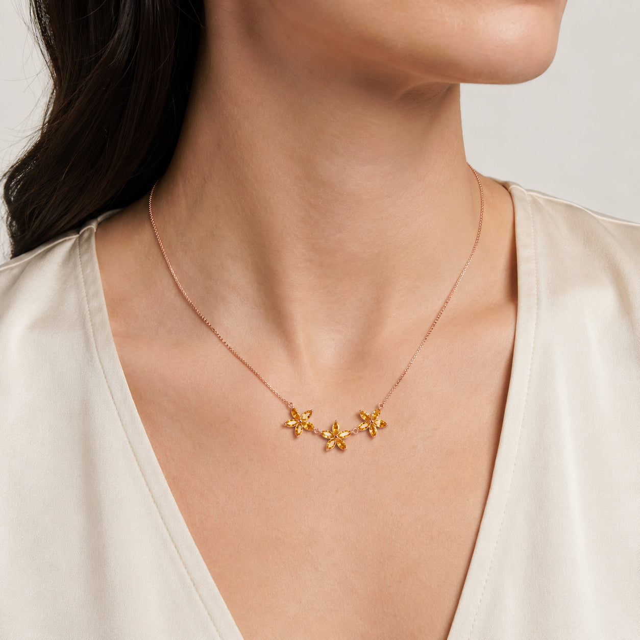 Rose Gold Classic Necklace Citrine 10K — Fiorella