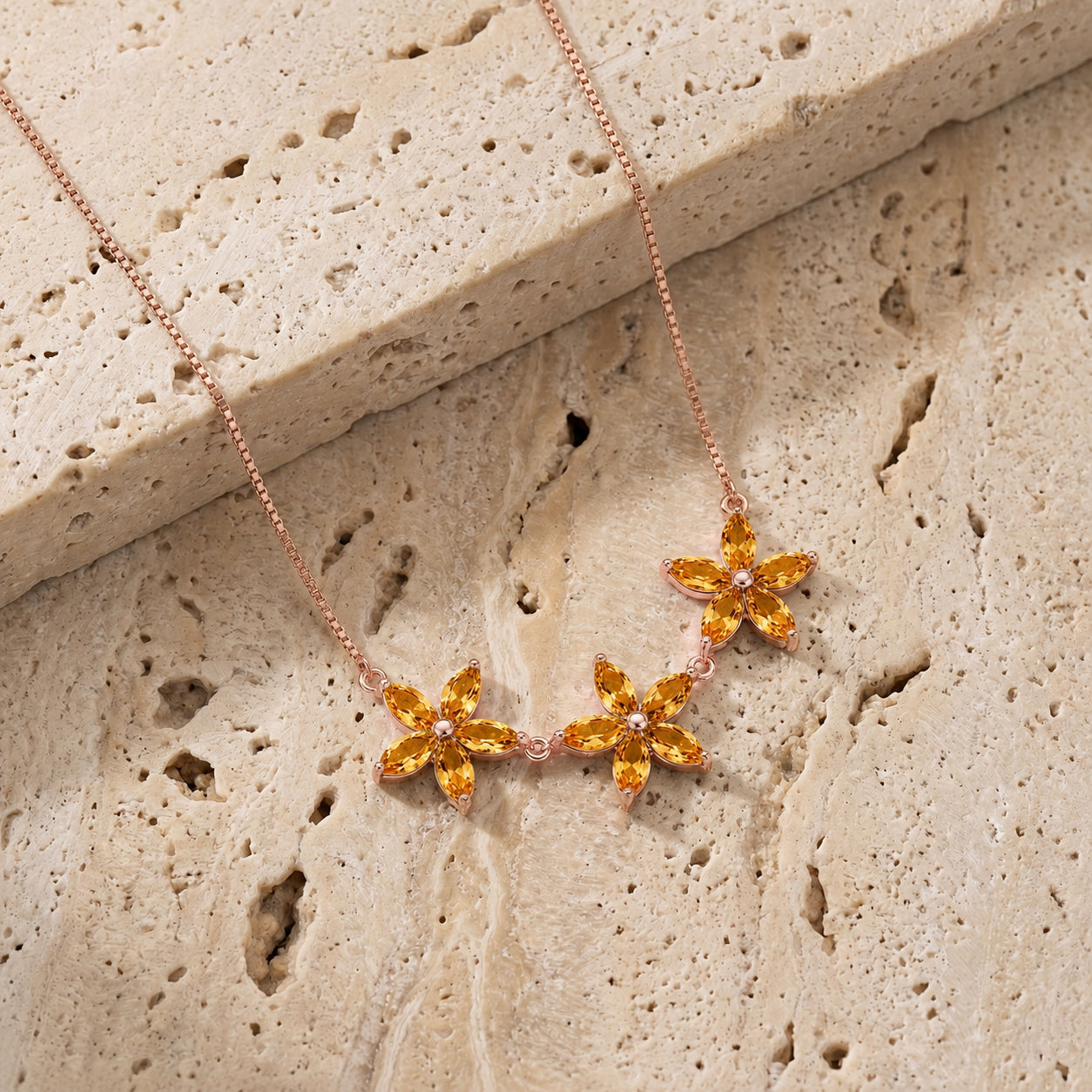Rose Gold Classic Necklace Citrine 10K — Fiorella