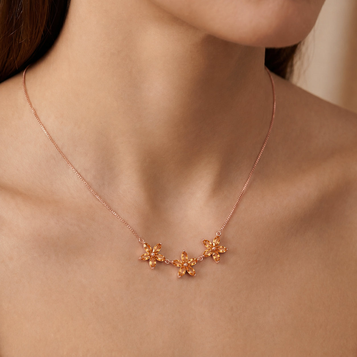 Rose Gold Classic Necklace Citrine 10K — Fiorella