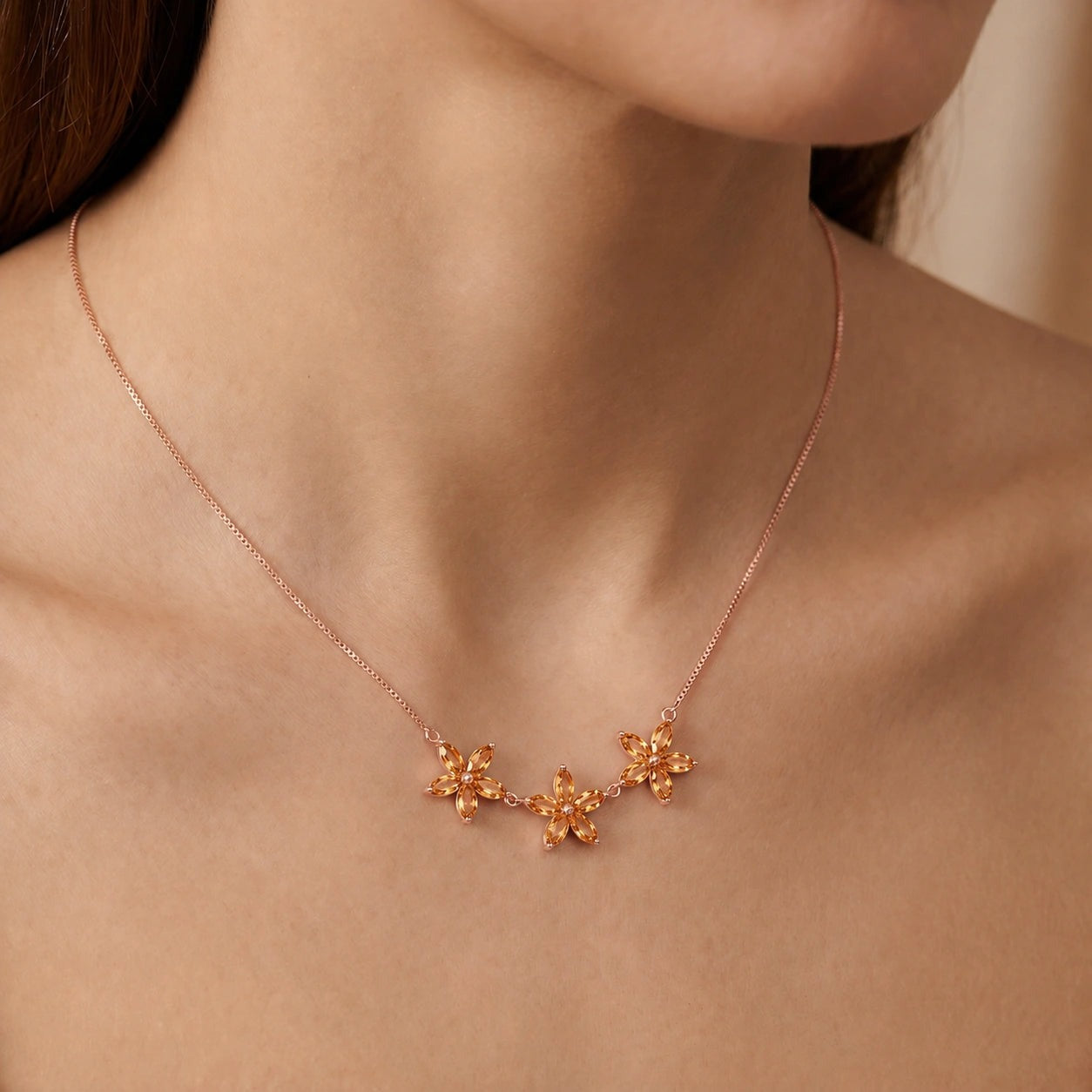 Rose Gold Classic Necklace Citrine 10K — Fiorella