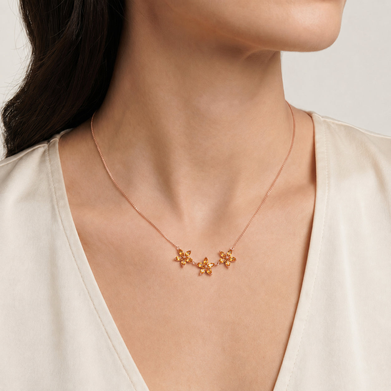 Rose Gold Classic Necklace Citrine 10K — Fiorella