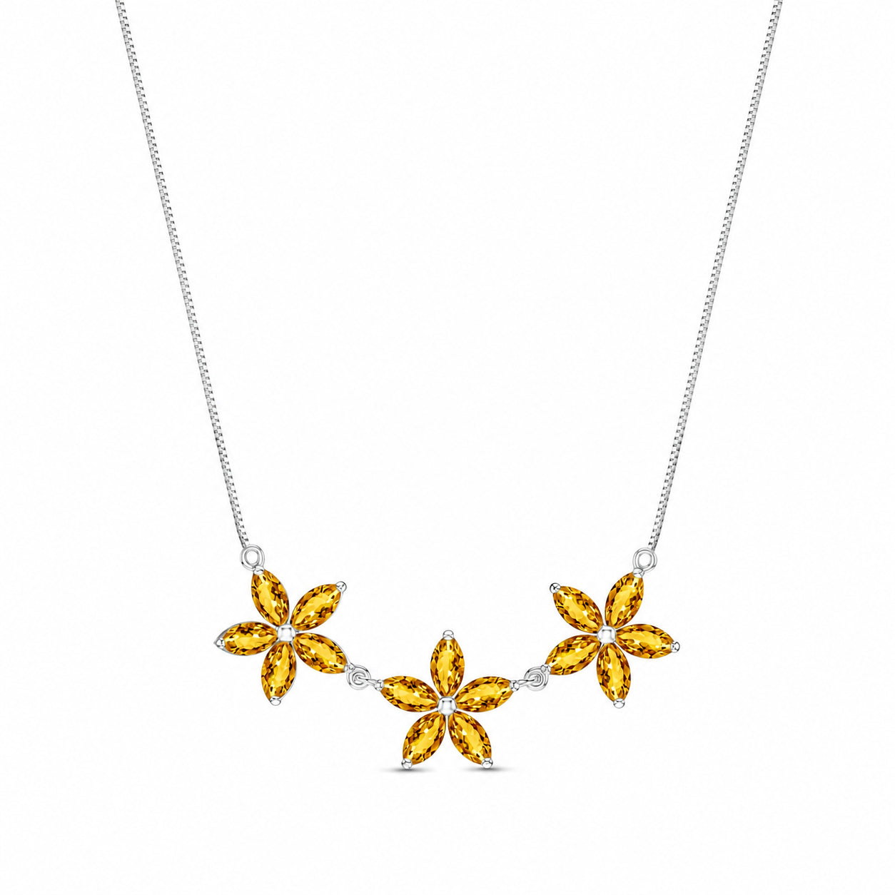White Gold Classic Necklace Citrine 10K — Fiorella