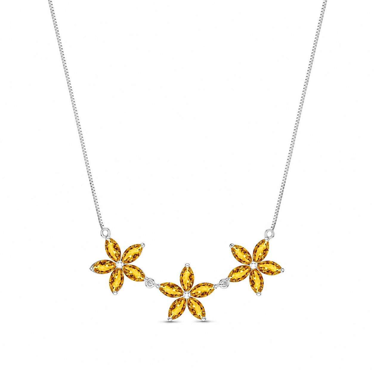 White Gold Classic Necklace Citrine 10K — Fiorella