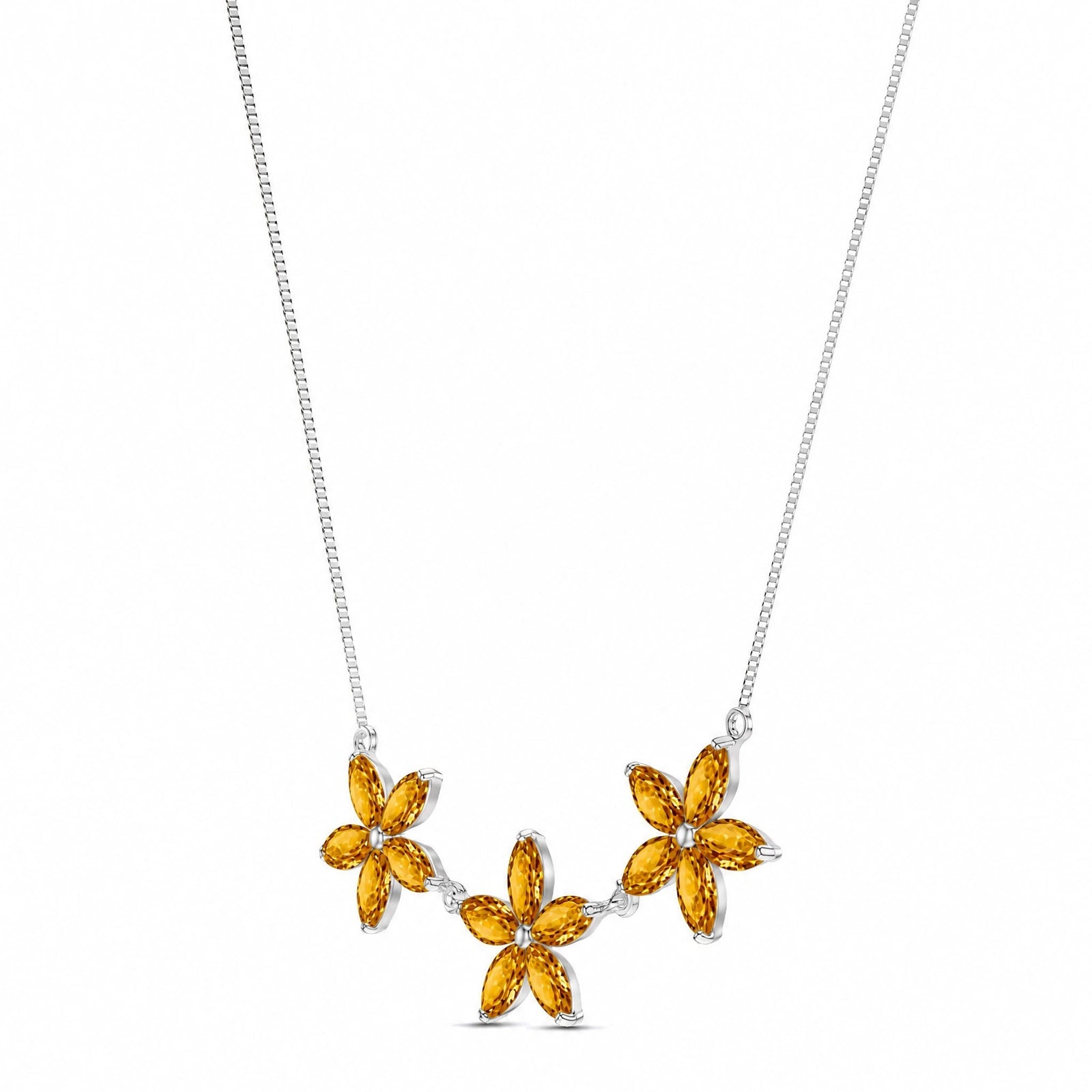 White Gold Classic Necklace Citrine 10K — Fiorella