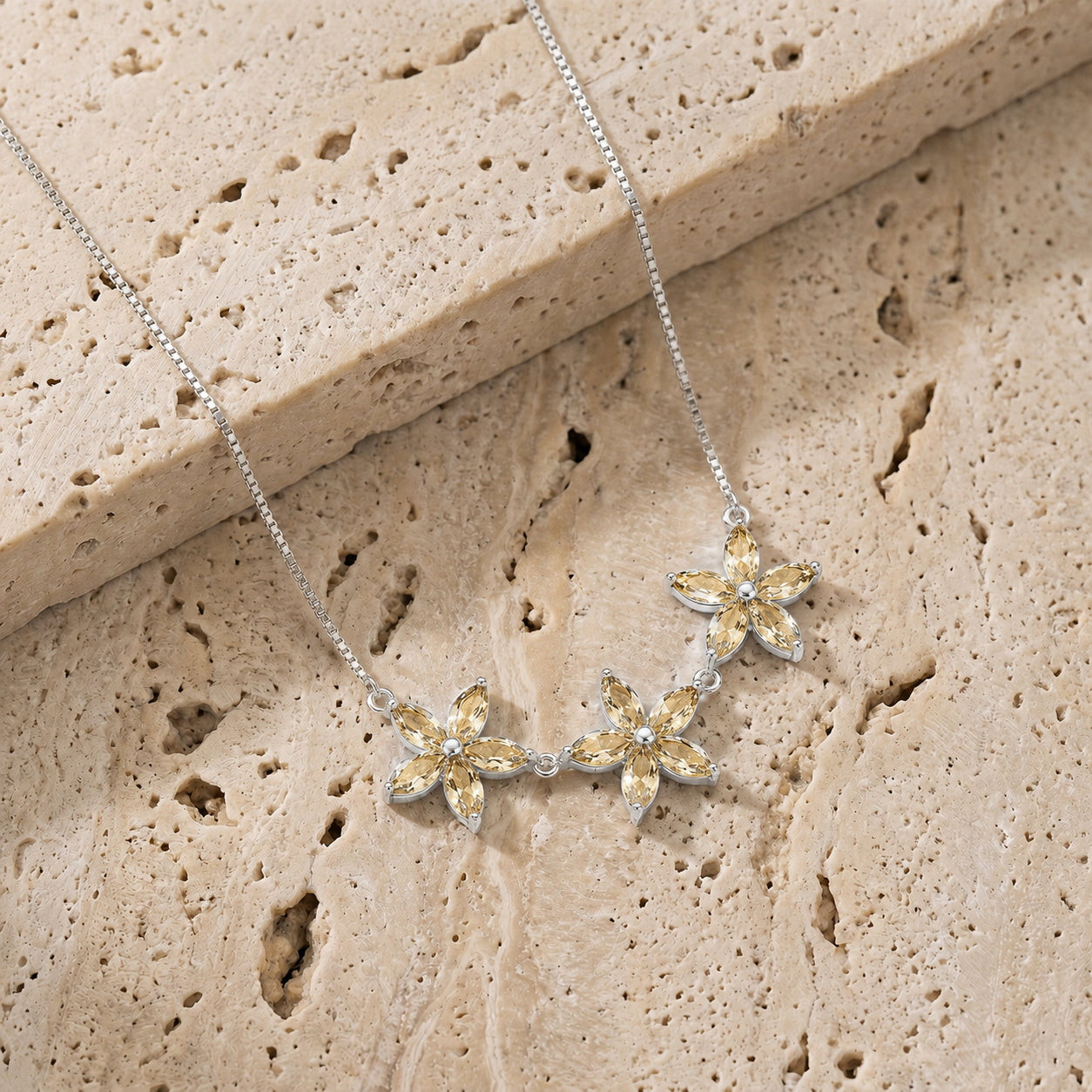 White Gold Classic Necklace Citrine 10K — Fiorella