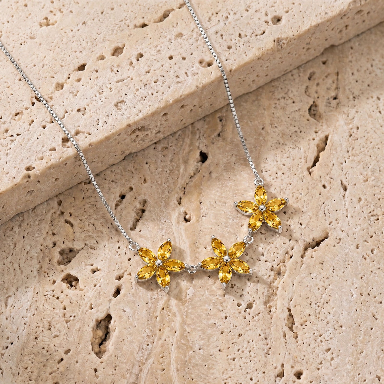 White Gold Classic Necklace Citrine 10K — Fiorella