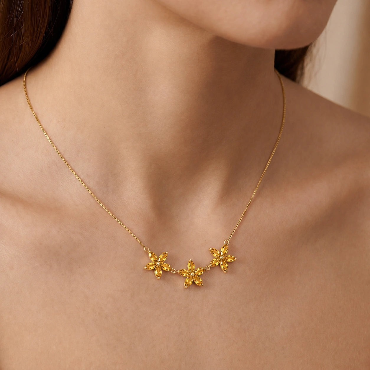 Yellow Gold Classic Necklace Citrine 10K — Fiorella
