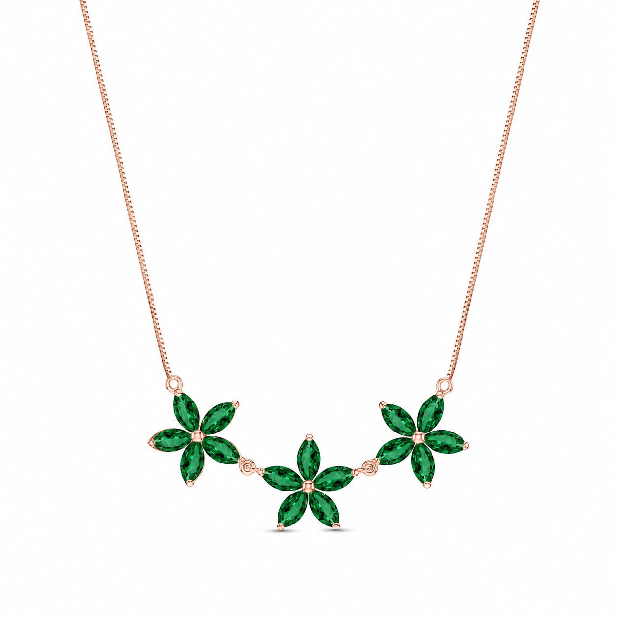 Rose Gold Classic Necklace Emerald 10K — Fiorella