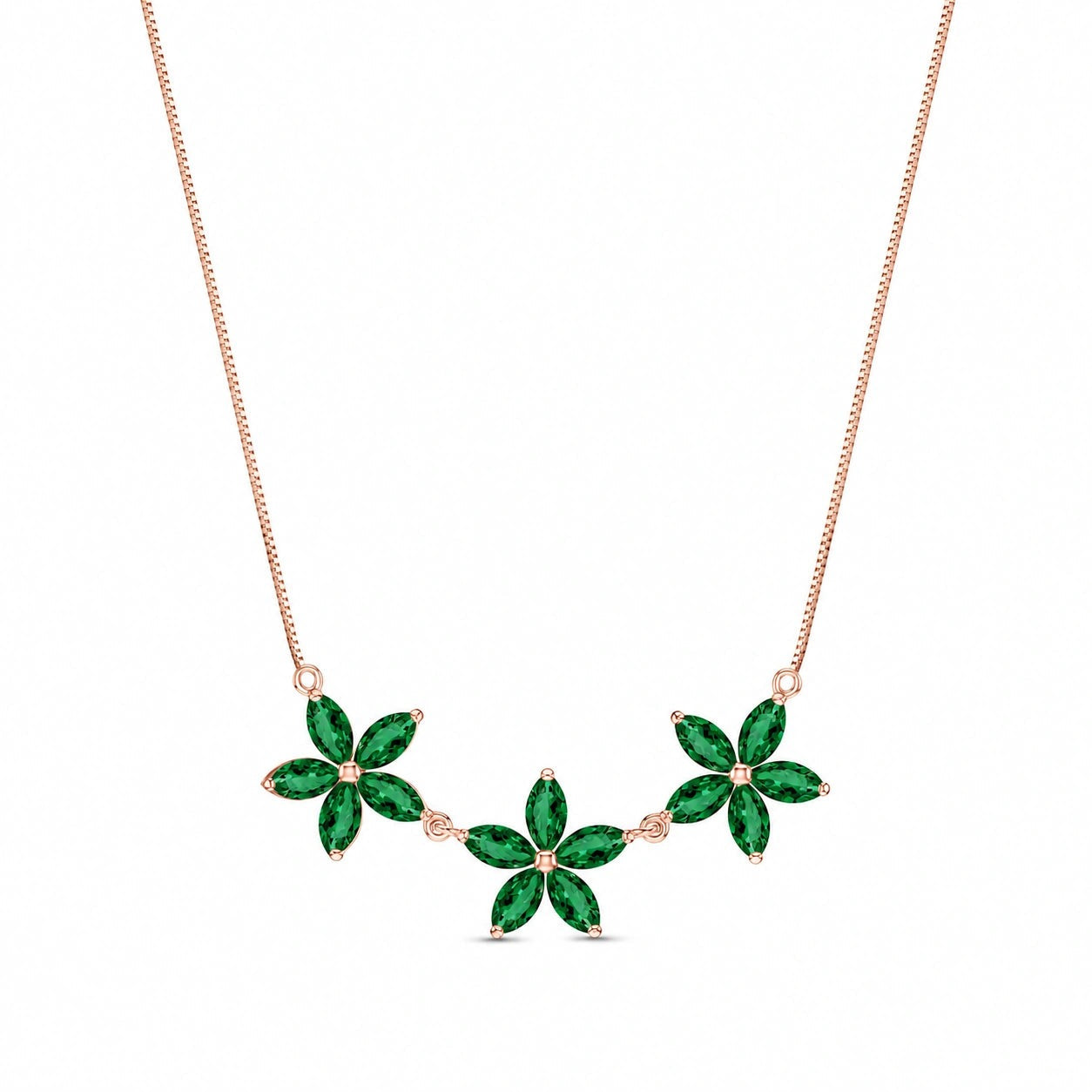 Rose Gold Classic Necklace Emerald 10K — Fiorella