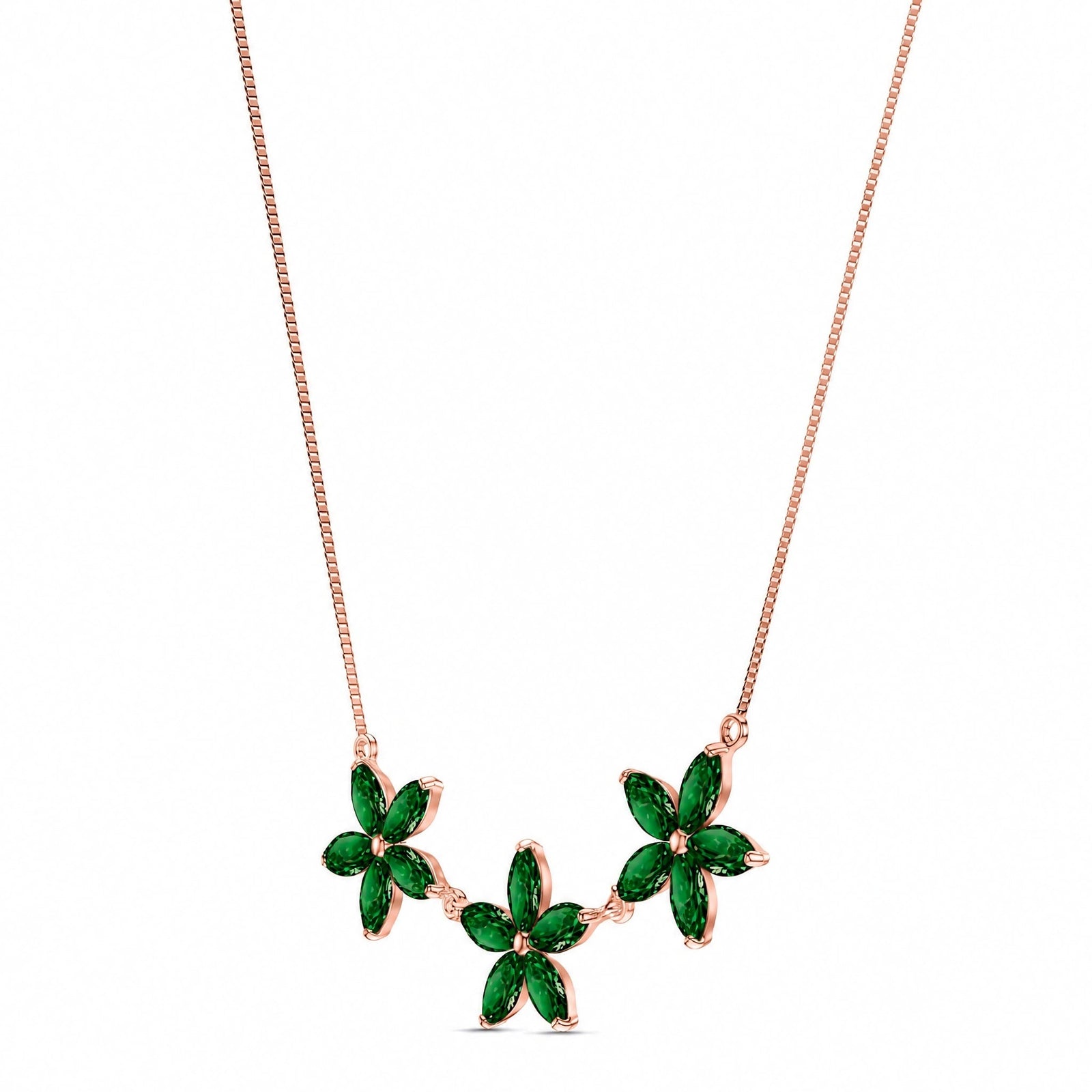 Rose Gold Classic Necklace Emerald 10K — Fiorella