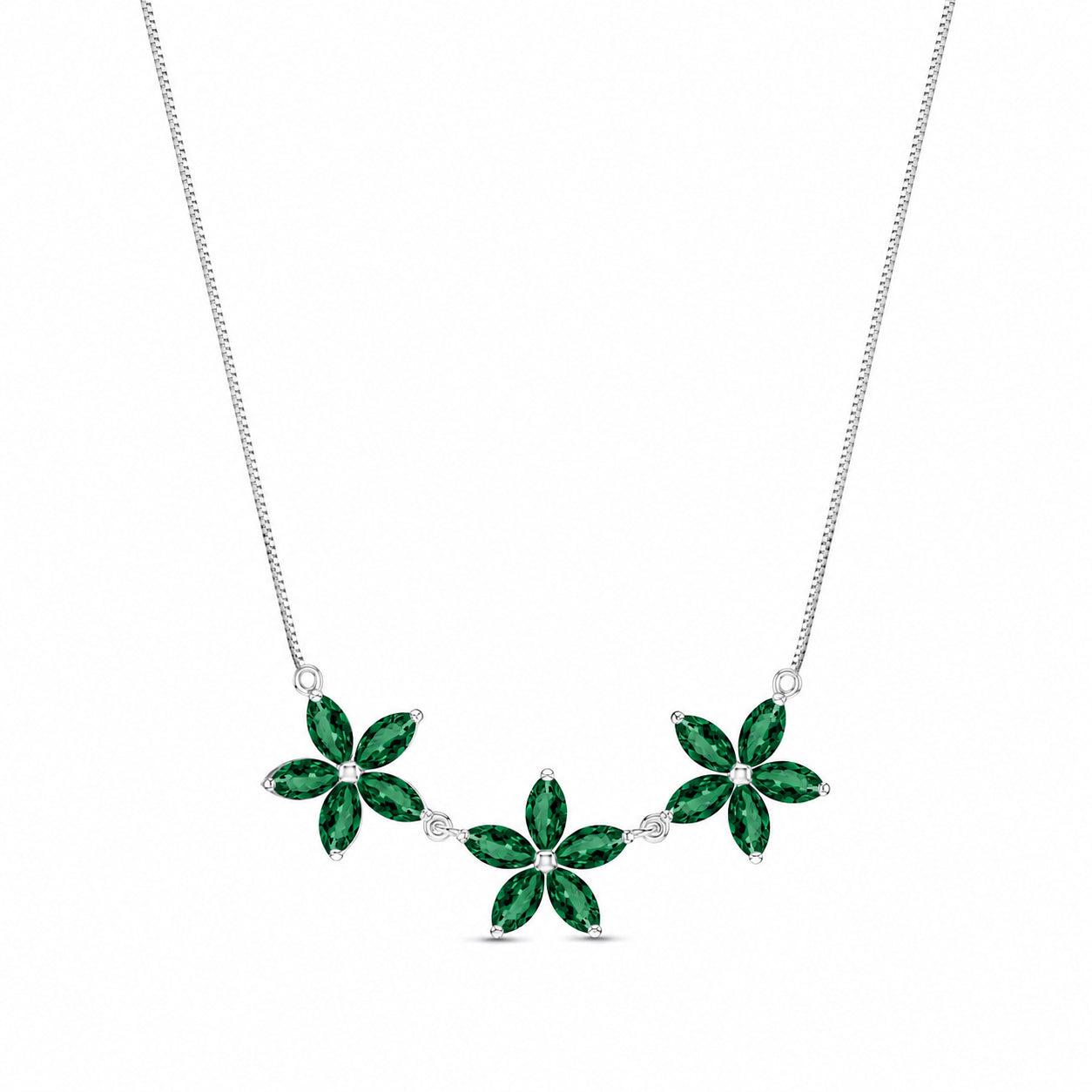 White Gold Classic Necklace Emerald 10K — Fiorella