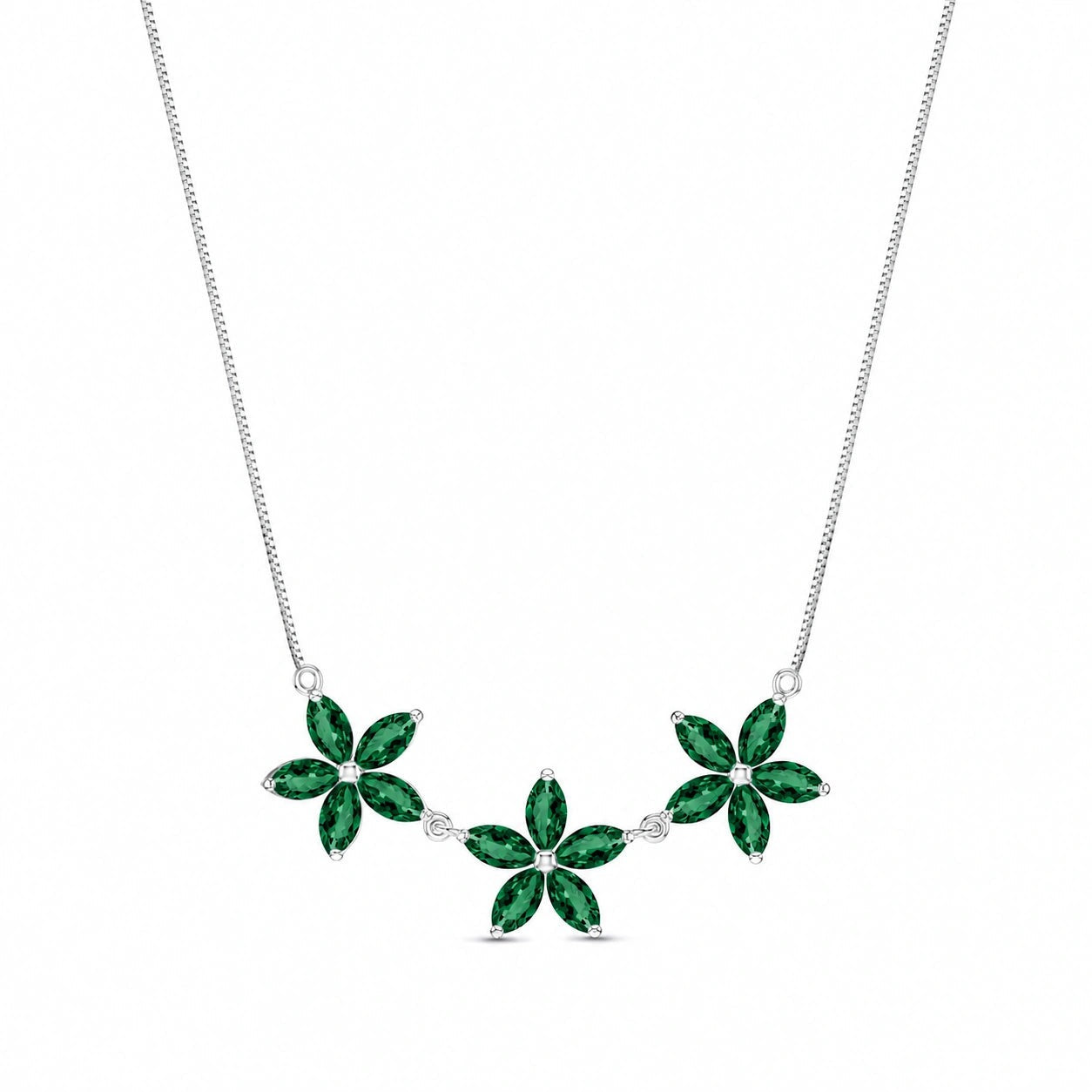 White Gold Classic Necklace Emerald 10K — Fiorella