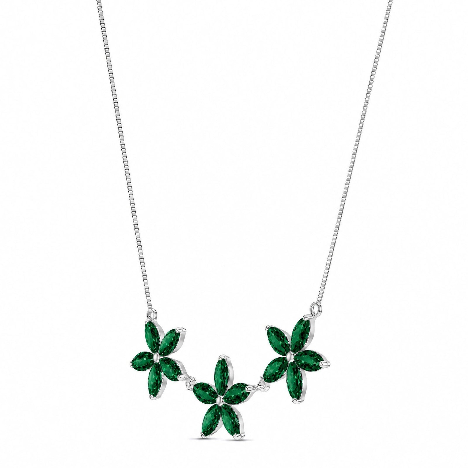 White Gold Classic Necklace Emerald 10K — Fiorella