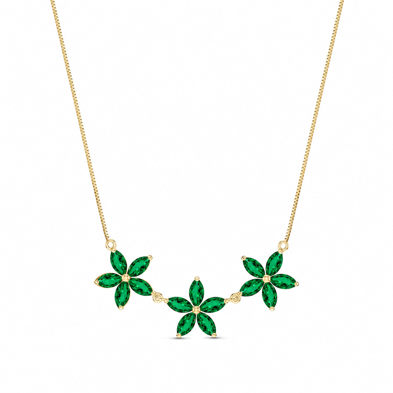 Yellow Gold Classic Necklace Emerald 10K — Fiorella