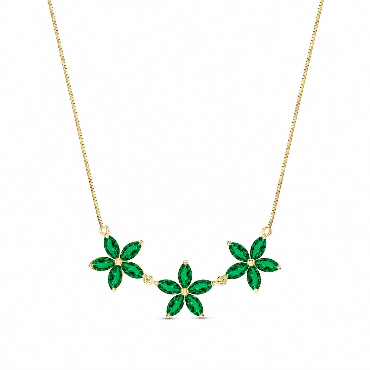Yellow Gold Classic Necklace Emerald 10K — Fiorella