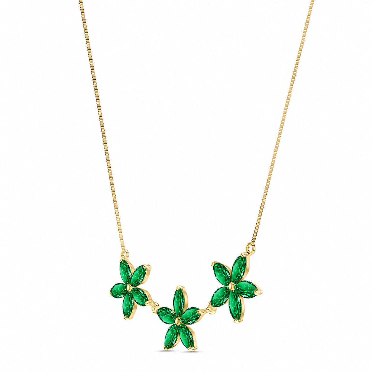 Yellow Gold Classic Necklace Emerald 10K — Fiorella